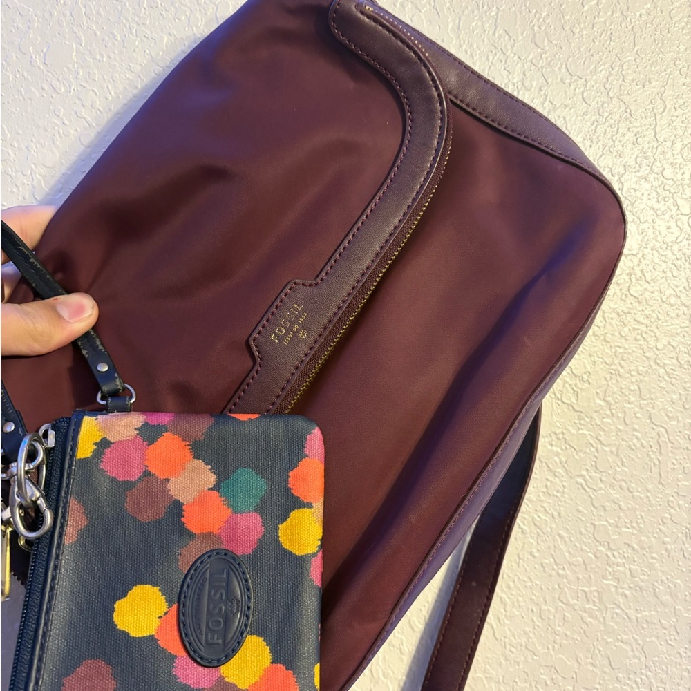 Fossil Plum Bag with Vibrant Dot Wallet